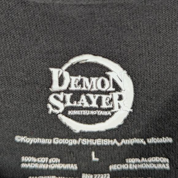 Demon Slayer Kimetsu No Yaiba Anime T-Shirt L Black Graphic Tee Tanjiro Nezuko - Picture 3 of 4